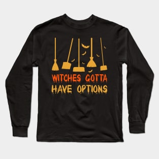 Witch Riding Brooms On A Dark Desert Highways Halloween Long Sleeve T-Shirt